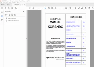 Daewoo SsangYong Korando Service & Repair Manual (1997-2000) PDF
