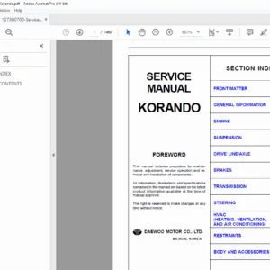 Daewoo SsangYong Korando Service & Repair Manual (1997-2000) PDF