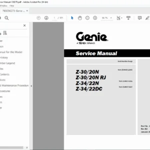 Genie Z30 Z34 Service Manual Articulating Boom Lift Repair Guide PDF