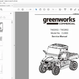 Greenworks CU800 Electric Utility Vehicle Complete Service Manual PDF