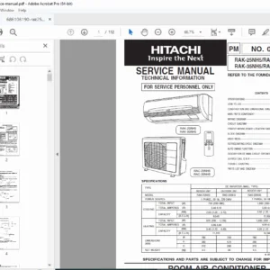 Hitachi RAK-25NH5 RAK-35NH5 DC Inverter AC Service Manual PDF