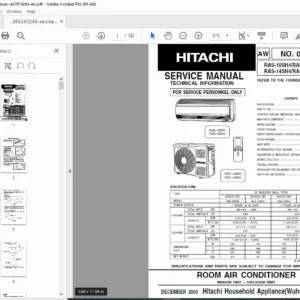 Hitachi RAS-10SH4 RAS-14SH4 DC Inverter AC Service Manual PDF