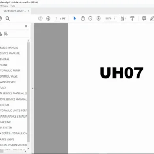 Hitachi UH07 Hydraulic Excavator Service Repair Workshop Manual PDF