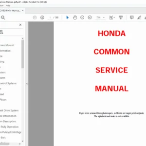 Honda Common Service Manual – Motorcycle & ATV Service Basics PDF