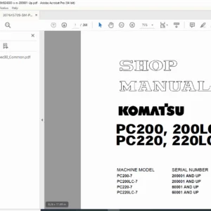 Komatsu PC200-7 PC220-7 Excavator Service Manual PDF – Repair Guide