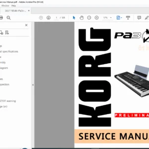 Korg Pa3X 61-Key Professional Arranger Service Manual PDF