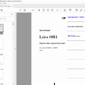 Leica OH4 Neuro Microscope Stand Service Manual M525 PDF