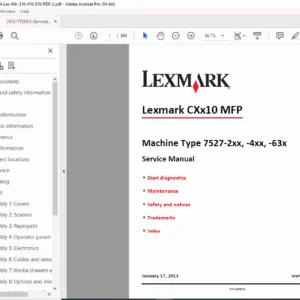 Lexmark CX310 CX410 CX510 Service Manual PDF – Repair & Diagnostics