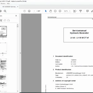 Liebherr LH40 / LH50 Hydraulic Excavator Service Manual PDF