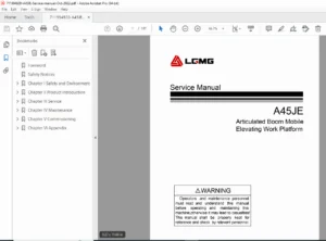Lingong A45JE A14JE Service Manual Articulated Boom Lift Repair PDF