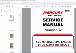 MerCruiser 4.3L MPI Service Manual 262 CID V6 Alpha Bravo Sterndrive PDF