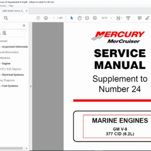 Mercury MerCruiser 377 CID 6.2L MX Service Manual Supplement PDF