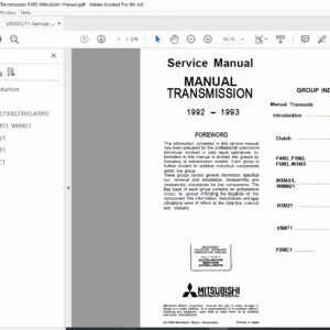 Mitsubishi FWD / AWD Manual Transmission Service Manual PDF