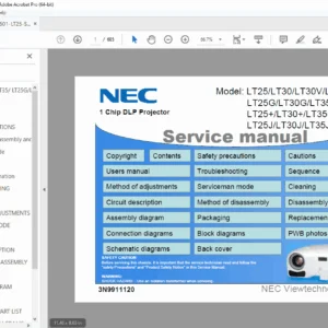 NEC LT25/LT30/LT35 Series DLP Projector Service Manual (3N9911120) PDF