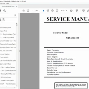 PDP4206EM 42" Plasma Monitor Display Service Manual Repair PDF
