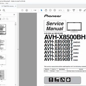 Pioneer AVH-X8500BHS / AVH-X8500BT / AVH-X8550BT — Service Manual PDF