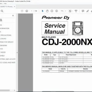 Pioneer CDJ-2000NXS2 Service Manual – Diagnostics, Schematics & Parts PDF