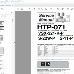 Pioneer VSX-321-K-P HTP-071 Home Cinema Service Manual PDF (2011 Edition)