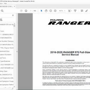 Polaris Ranger 570 Full-Size 2016-2025 Service Repair Manual PDF