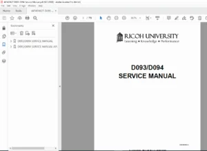 Ricoh D093 / D094 Wide Format Copier Service Manual PDF