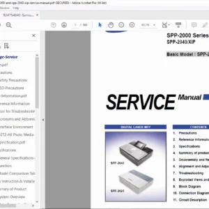 Samsung SPP-2000 / SPP-2040 Photo Printer Service Manual PDF