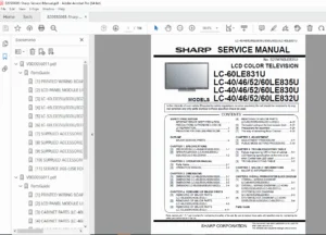 Sharp LC-40/46/52/60LE835U/830U/832U/831U LCD TV Service Manual PDF