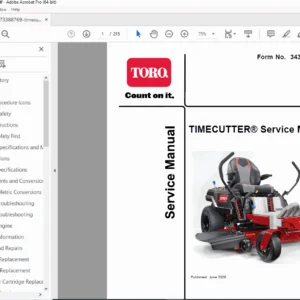 Toro TimeCutter Zero Turn Mower Service Manual PDF (2020)