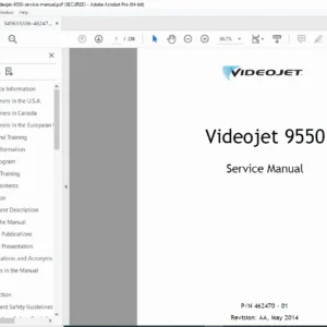 Videojet 9550 Label Printer Applicator Service Manual (P/N 462470-01) PDF