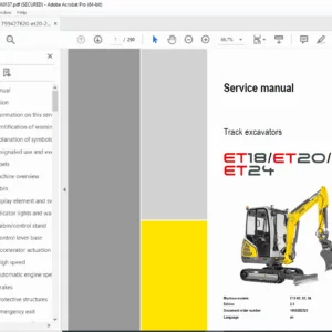 Wacker Neuson ET18 ET20 ET24 Excavator Service Manual PDF (Edition 2.3)