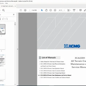XCMG XCA220H All Terrain Crane Maintenance Service Manual - PDF DOWNLOAD