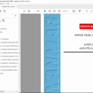 Yanmar 4JH2E / 4JH2-TE Marine Diesel Engine Service Manual PDF