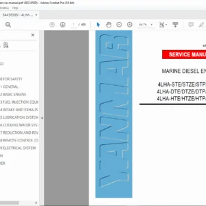 Yanmar 4LHA-STE / DTE / HTE Marine Diesel Engine Service Manual PDF