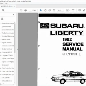 1992 Subaru Liberty (Legacy) Factory Service Manual PDF