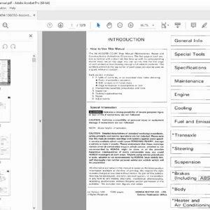 1994 Honda Accord Coupe & Sedan Factory Service Manual PDF