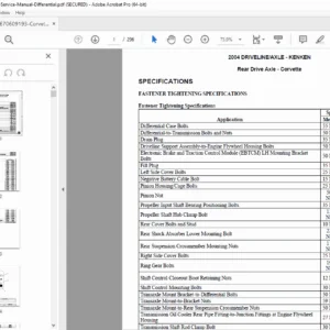 2004 Corvette C5 Rear Differential Axle Service Repair Manual PDF