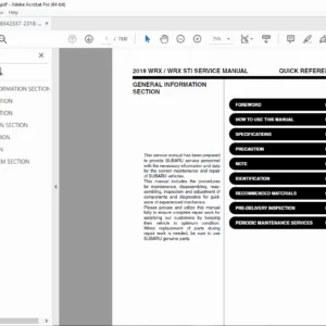 2018 Subaru WRX & WRX STI Service Repair Manual – PDF Download