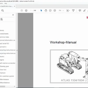 ATLAS 1504/1604 LC Excavator Workshop Service Manual PDF