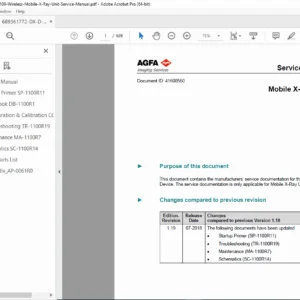 Service Manual Agfa DX-D 100 / DX-D 100 Wireless Mobile X-Ray (PDF) PDF Download