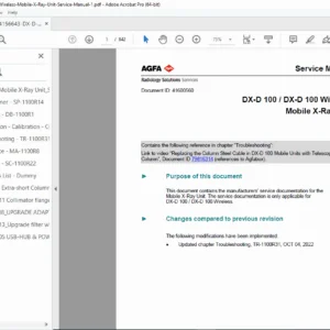 Agfa DX-D 100 / DX-D 100 Wireless Mobile X-Ray Service Manual (PDF)