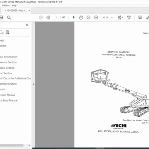 Aichi Aerial Lift Boom Man Lift Service Manual Technical Repair Maintenance PDF