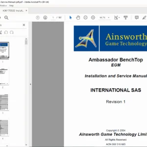 Ainsworth Ambassador BenchTop EGM — Installation & Service Manual PDF