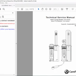 Alaris 8110 / 8120 Syringe & PCA Module Technical Service Manual PDF