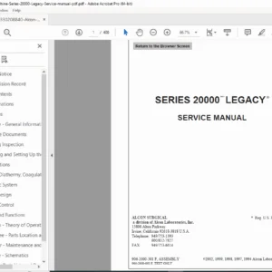 Alcon Series 20000 Legacy Phaco System Service Manual (PDF)