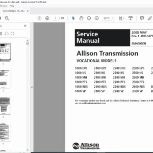Allison 1000 2000 Vocational Transmission Service Manual 4th Gen PDF