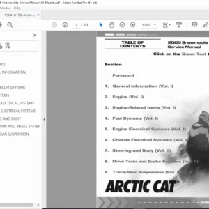 Arctic Cat 2005 Snowmobile Service Manual – All Models (PDF)