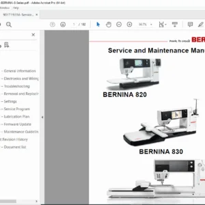 BERNINA 820 830 880 Service Manual Sewing Machine Repair Guide 8 Series PDF