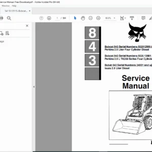 Bobcat 843 Skid Steer Loader Service Manual – PDF Download
