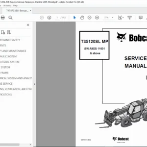 Bobcat T35120SL MP Service Manual (2005) – Telescopic Handler PDF