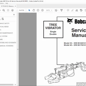 Bobcat Tree Vibrator Attachment Service Manual (Model 30 & 40) PDF