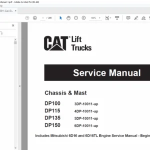CAT DP150 Diesel Forklift Factory Service Manual – PDF Download